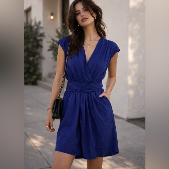 Prada Dresses & Skirts - Prada Dress Women’s 42 10 Medium Vintage Ruched Waist Navy Blue Designer N